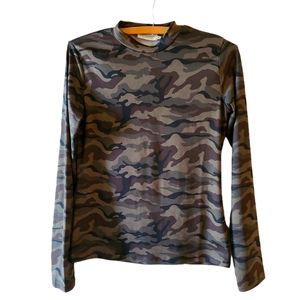 Molly Bracken Lili Sidonio camouflage body con long sleeve shirt sz small